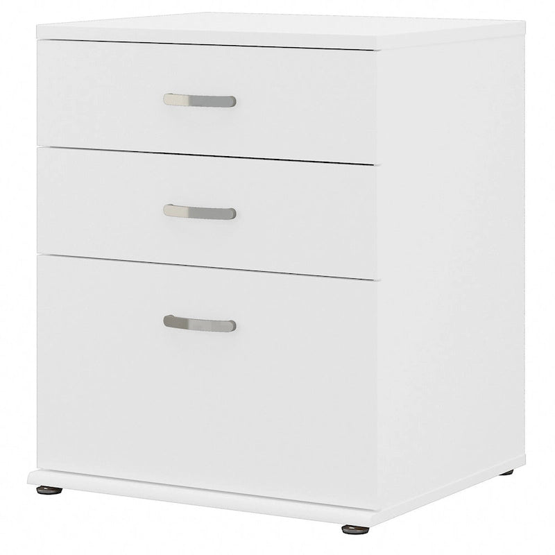Meuble de rangement bas 3 tiroirs avec glissières à billes Blanc Gris