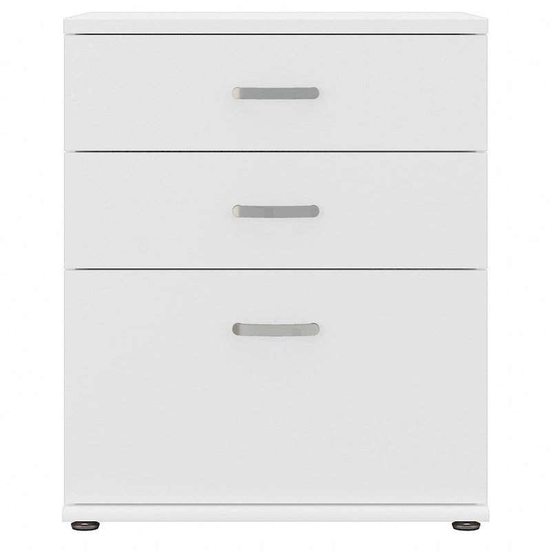 Meuble de rangement bas 3 tiroirs avec glissières à billes Blanc Gris