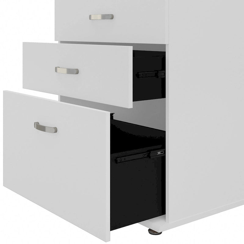 Meuble de rangement bas 3 tiroirs avec glissières à billes Blanc Gris