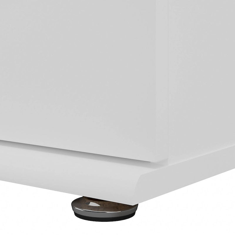 Meuble de rangement bas 3 tiroirs avec glissières à billes Blanc Gris