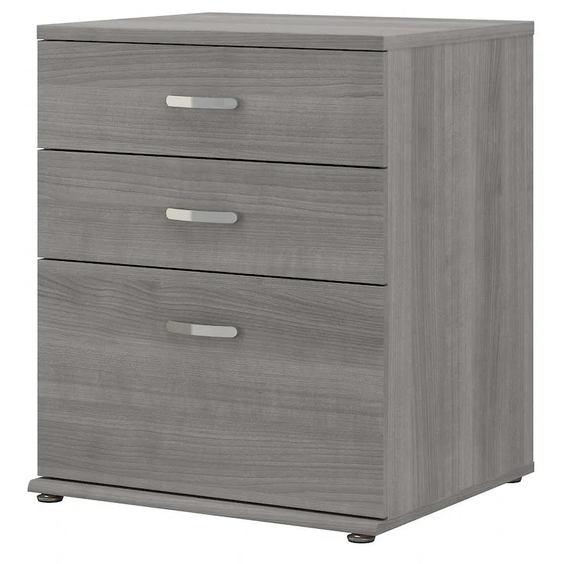 Meuble de rangement bas 3 tiroirs avec glissières à billes Blanc Gris