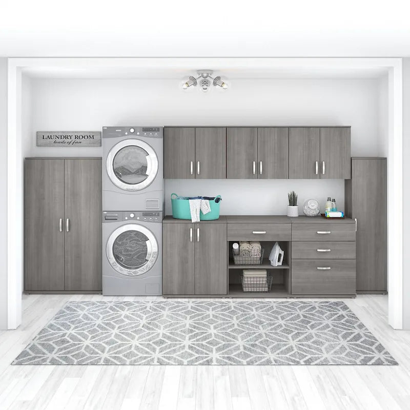 Meuble de rangement bas 3 tiroirs avec glissières à billes Blanc Gris