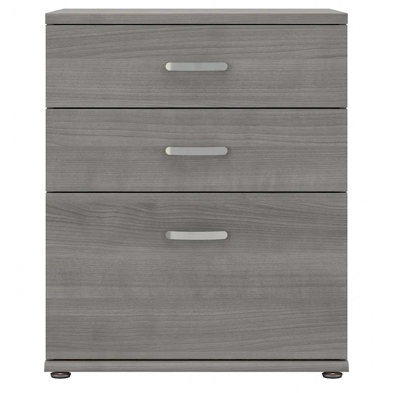 Meuble de rangement bas 3 tiroirs avec glissières à billes Blanc Gris