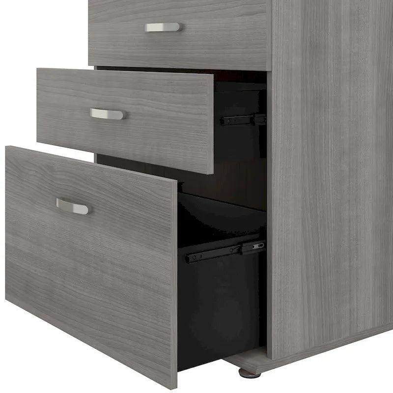 Meuble de rangement bas 3 tiroirs avec glissières à billes Blanc Gris