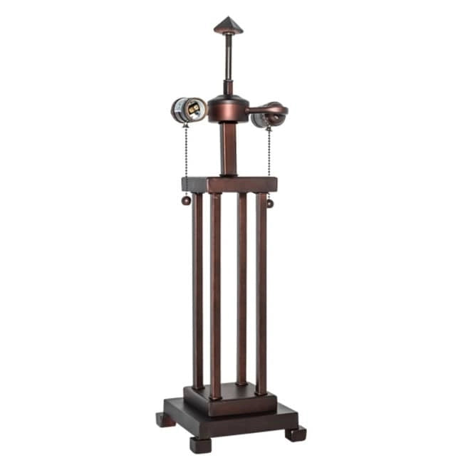 Pied de lampadaire haut Mahogany Bronze Mission Column avec deux douilles à chaînette