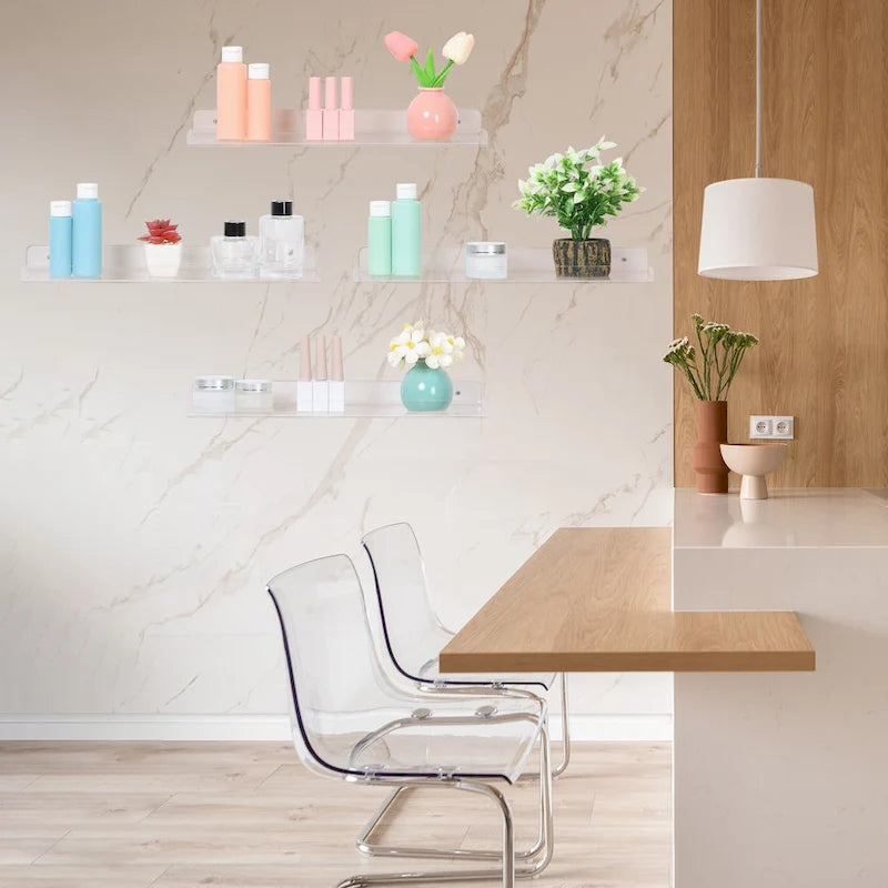 Étagère murale flottante en acrylique transparent pour salle de bain, chambre à coucher, salon