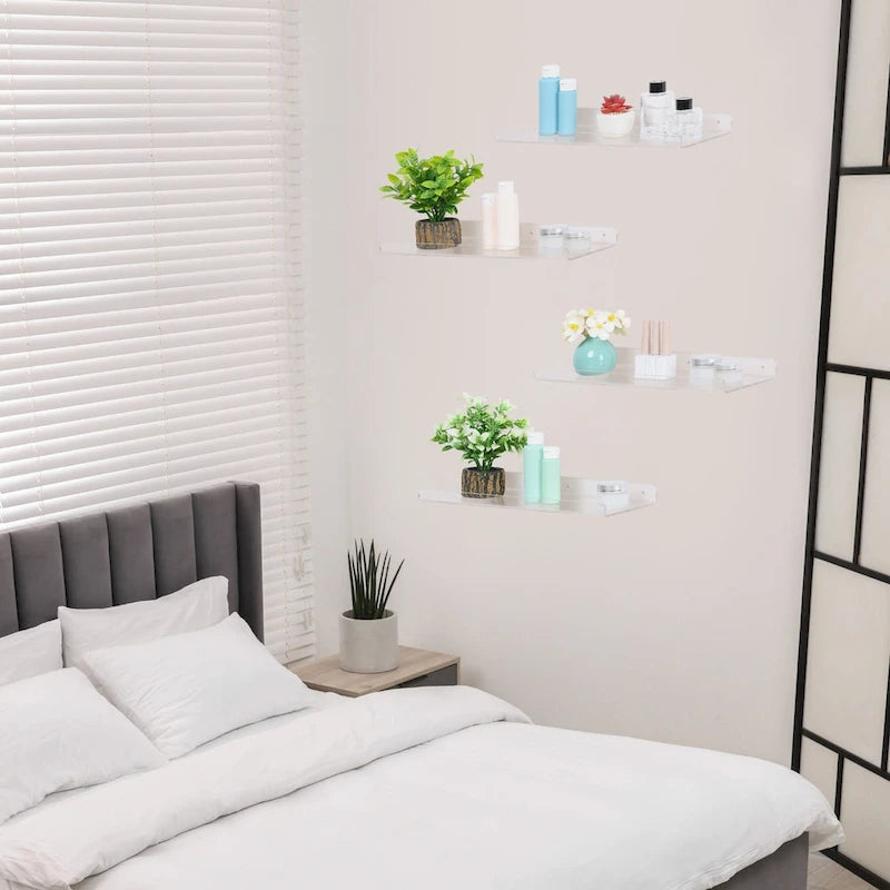 Étagère murale flottante en acrylique transparent pour salle de bain, chambre à coucher, salon