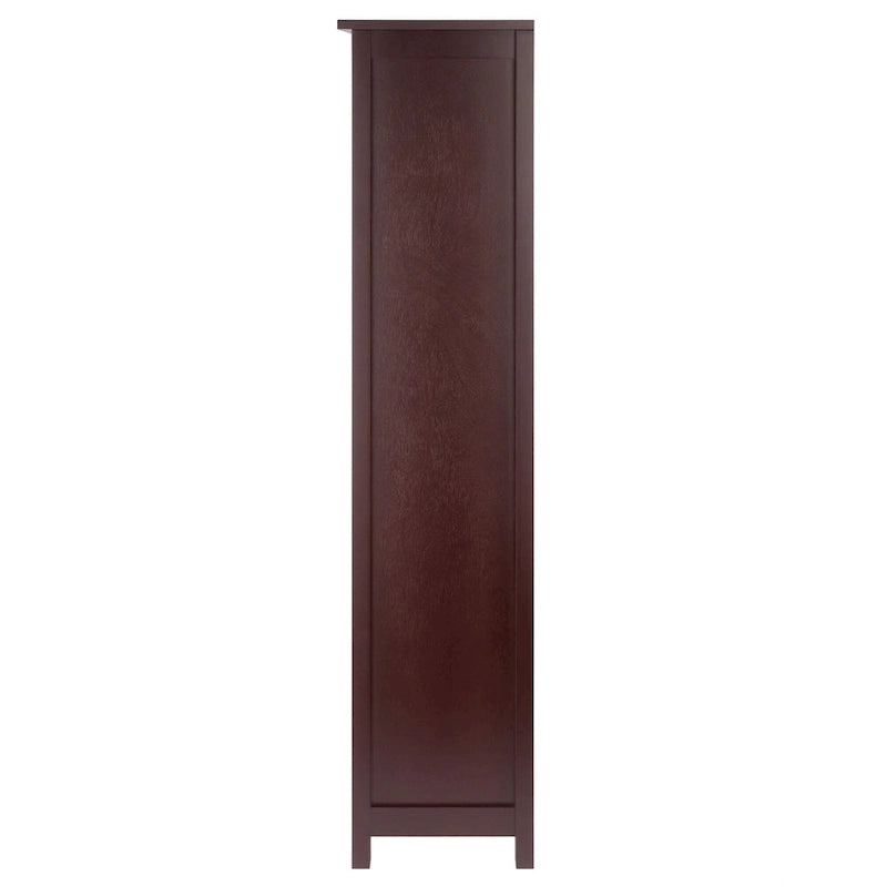 Étagère de rangement haute à 4 niveaux avec paniers pliables en corde tressée, Noyer Marron