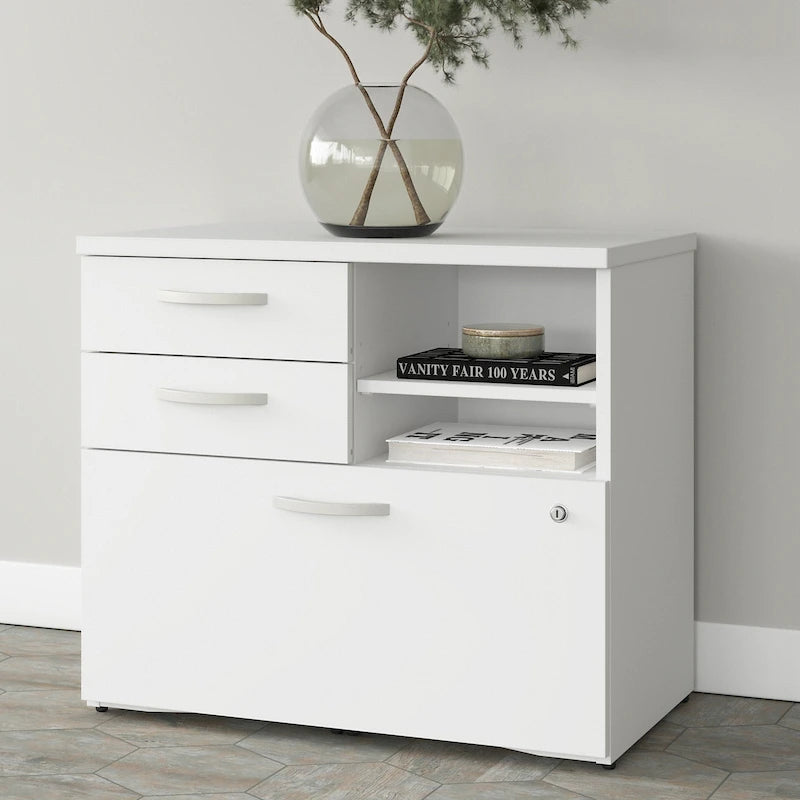 Armoire de bureau avec tiroirs Étagères Gris Orage Blanc Platine