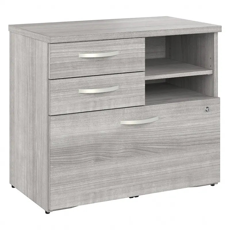 Armoire de bureau avec tiroirs Étagères Gris Orage Blanc Platine
