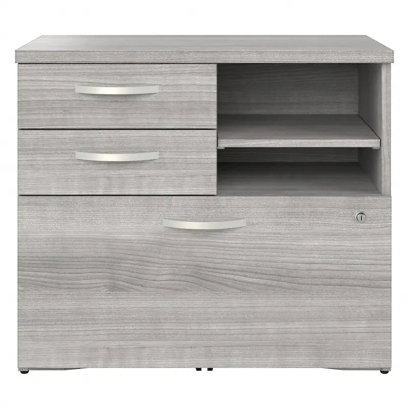 Armoire de bureau avec tiroirs Étagères Gris Orage Blanc Platine