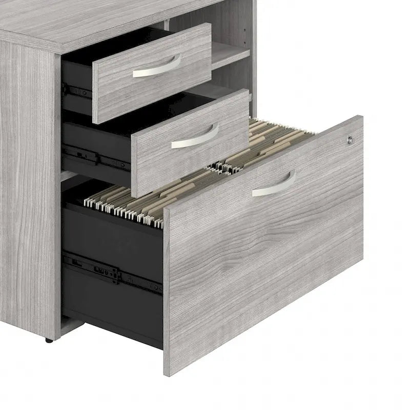 Armoire de bureau avec tiroirs Étagères Gris Orage Blanc Platine
