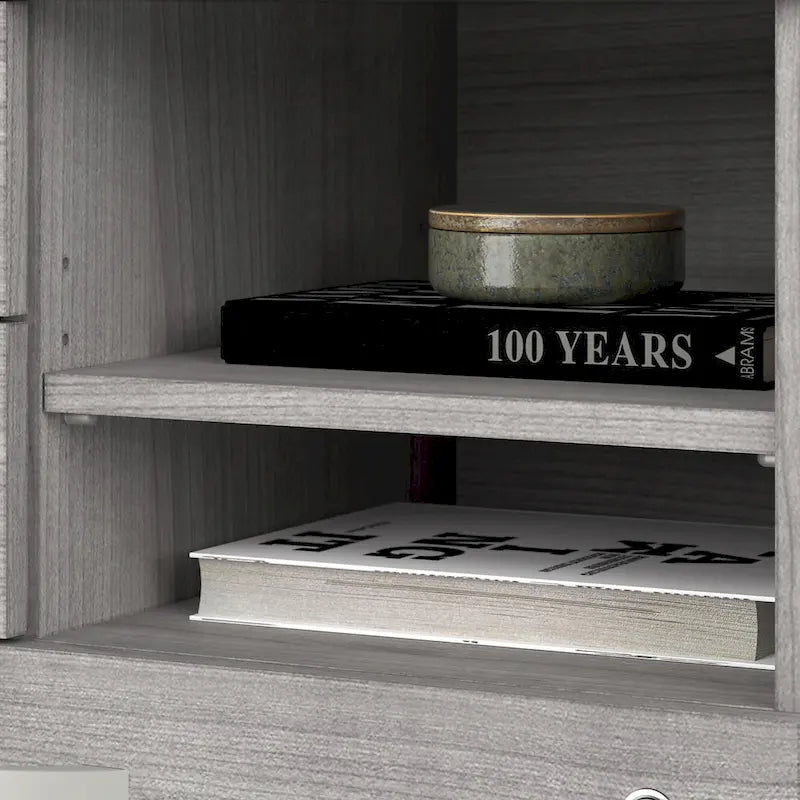 Armoire de bureau avec tiroirs Étagères Gris Orage Blanc Platine