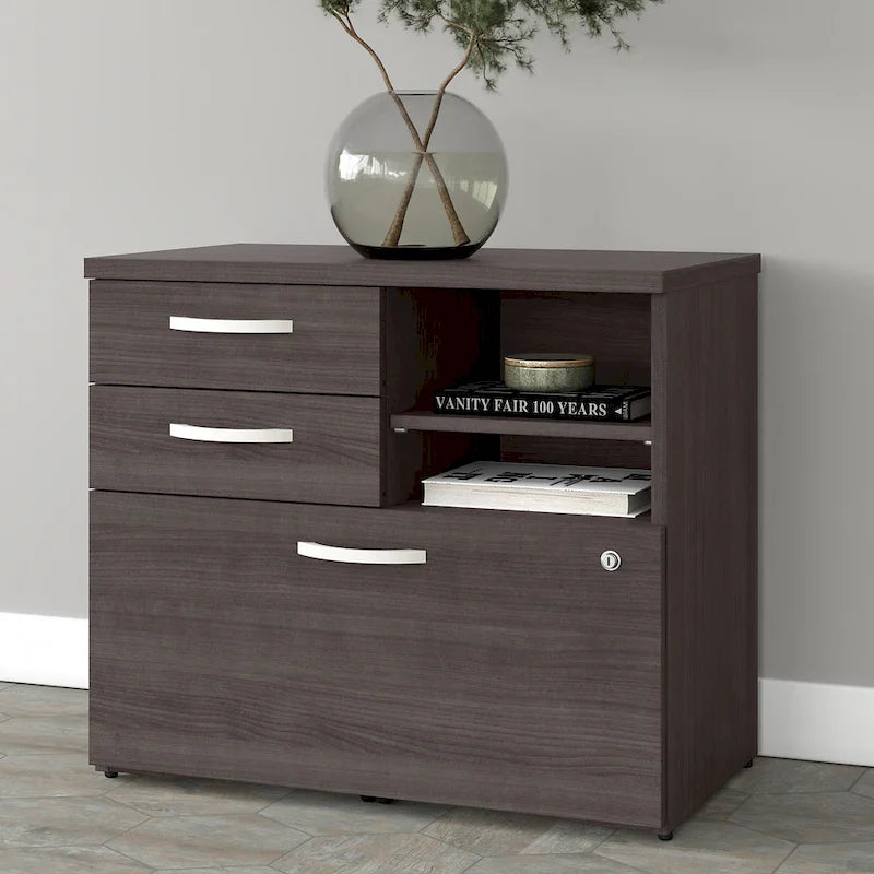 Armoire de bureau avec tiroirs Étagères Gris Orage Blanc Platine