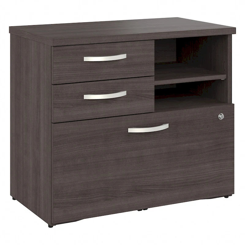 Armoire de bureau avec tiroirs Étagères Gris Orage Blanc Platine