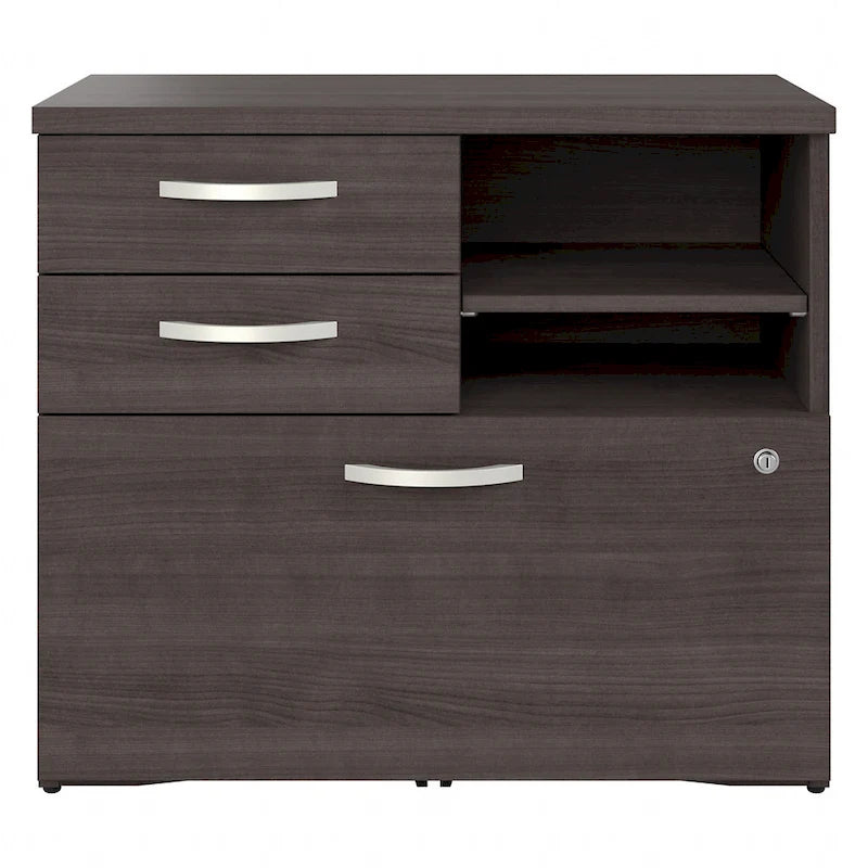 Armoire de bureau avec tiroirs Étagères Gris Orage Blanc Platine