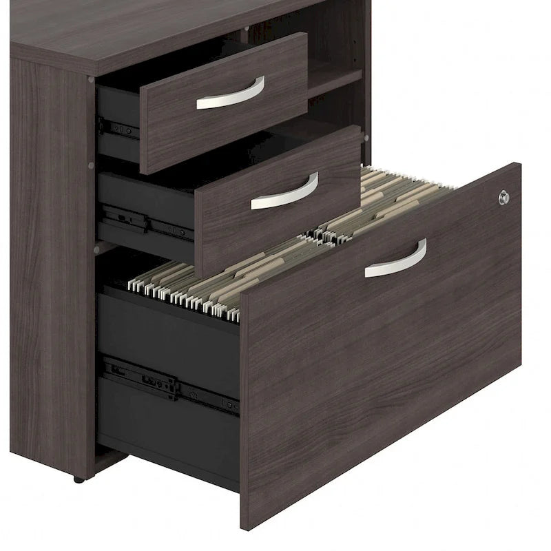 Armoire de bureau avec tiroirs Étagères Gris Orage Blanc Platine