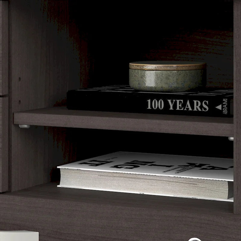 Armoire de bureau avec tiroirs Étagères Gris Orage Blanc Platine
