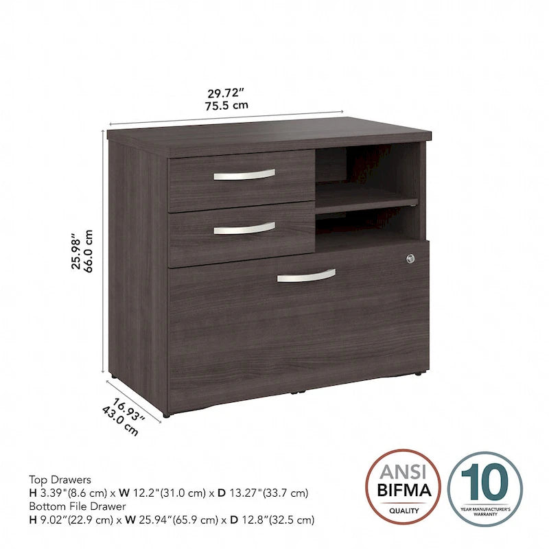 Armoire de bureau avec tiroirs Étagères Gris Orage Blanc Platine