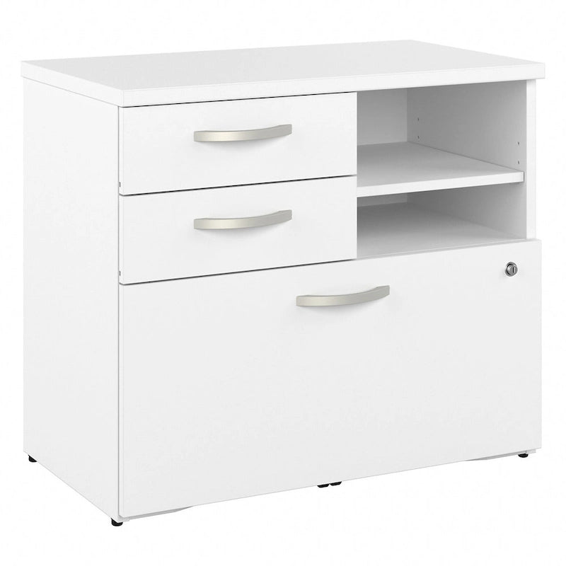 Armoire de bureau avec tiroirs Étagères Gris Orage Blanc Platine