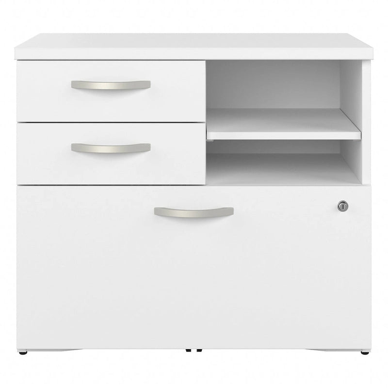 Armoire de bureau avec tiroirs Étagères Gris Orage Blanc Platine