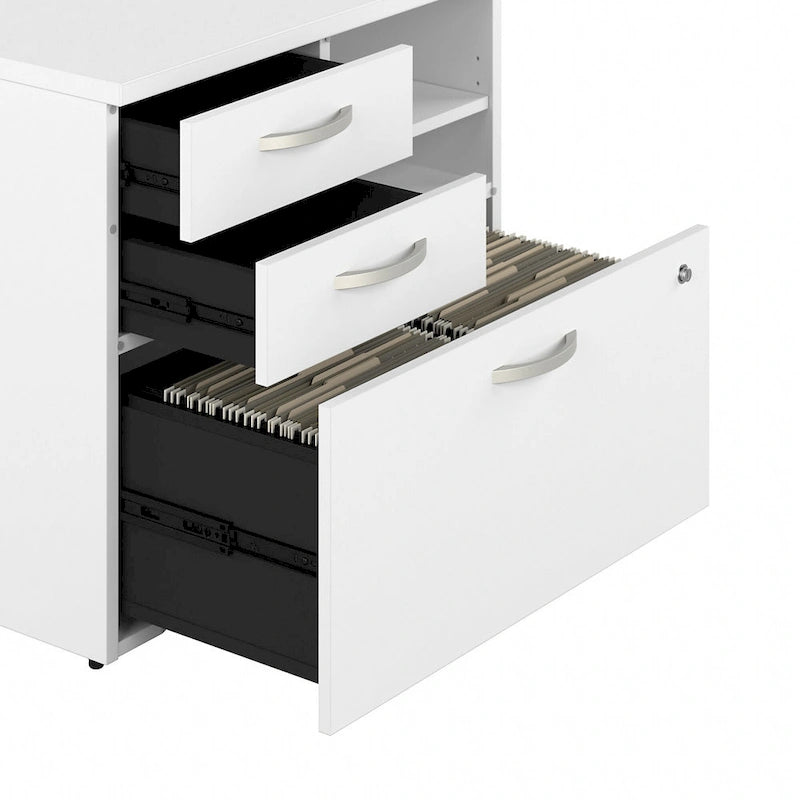Armoire de bureau avec tiroirs Étagères Gris Orage Blanc Platine