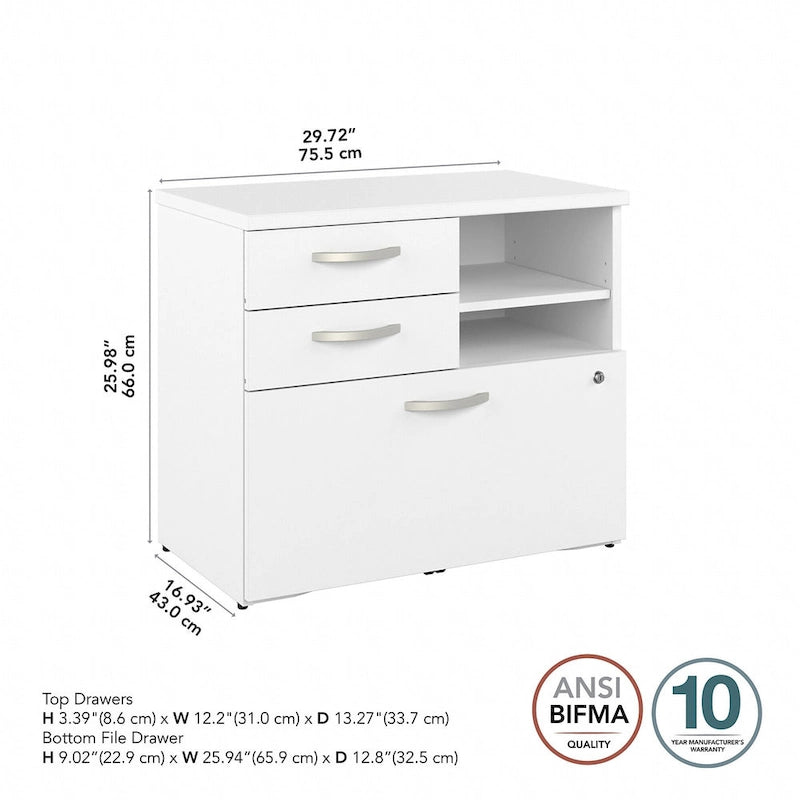 Armoire de bureau avec tiroirs Étagères Gris Orage Blanc Platine