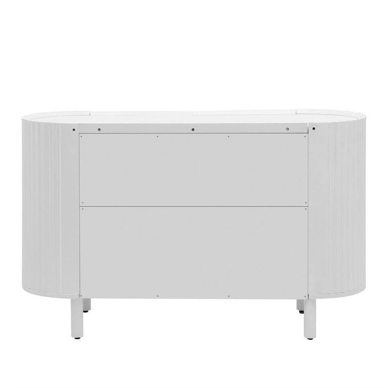 Buffet à design incurvé avec étagères réglables, blanc, noyer, noir, bleu