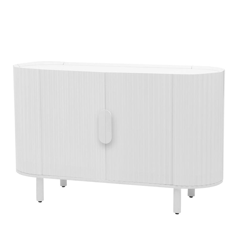Buffet à design incurvé avec étagères réglables, blanc, noyer, noir, bleu