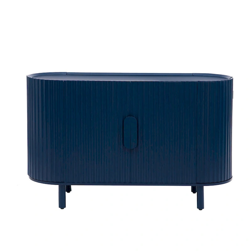 Buffet à design incurvé avec étagères réglables, blanc, noyer, noir, bleu