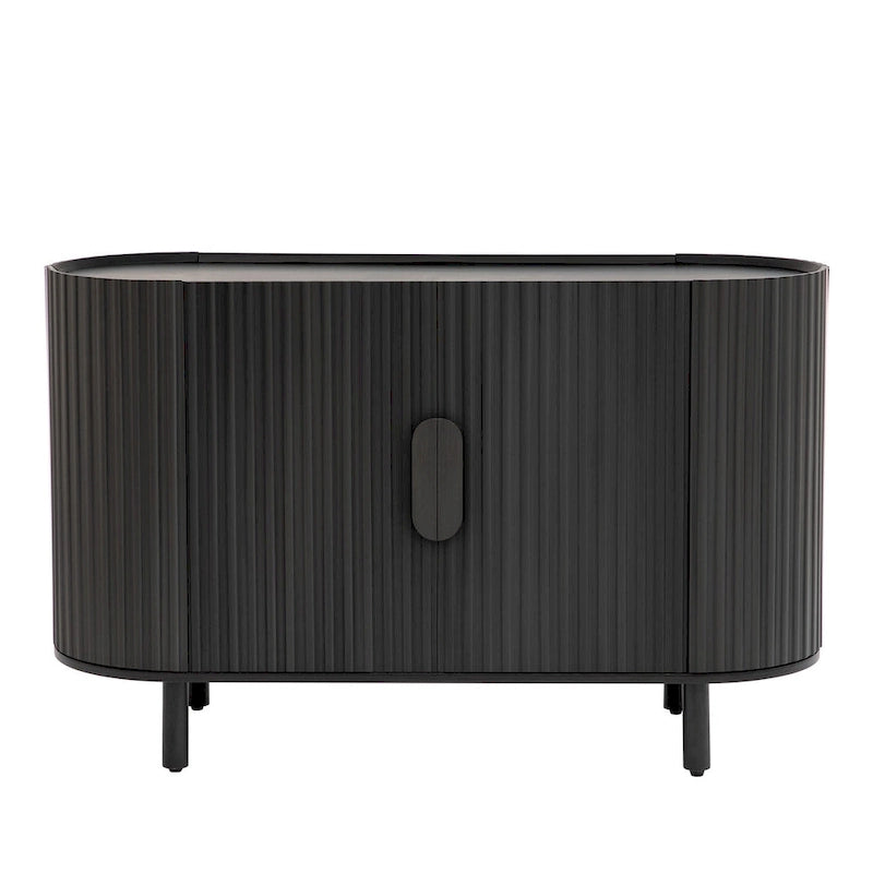 Buffet à design incurvé avec étagères réglables, blanc, noyer, noir, bleu