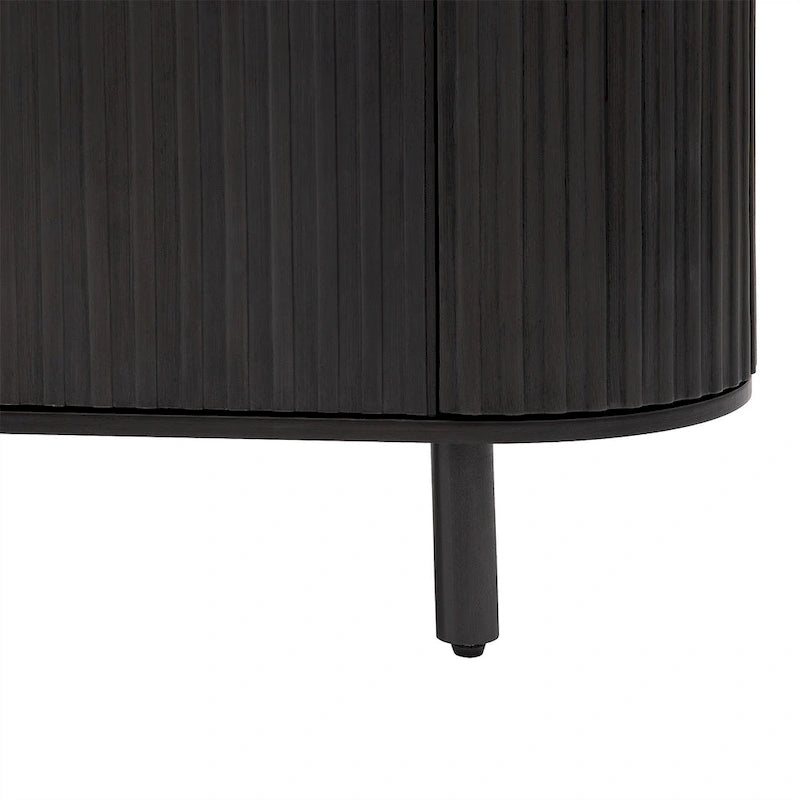 Buffet à design incurvé avec étagères réglables, blanc, noyer, noir, bleu
