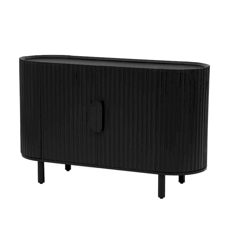 Buffet à design incurvé avec étagères réglables, blanc, noyer, noir, bleu