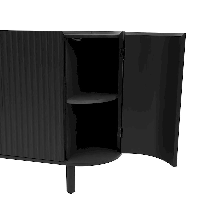 Buffet à design incurvé avec étagères réglables, blanc, noyer, noir, bleu