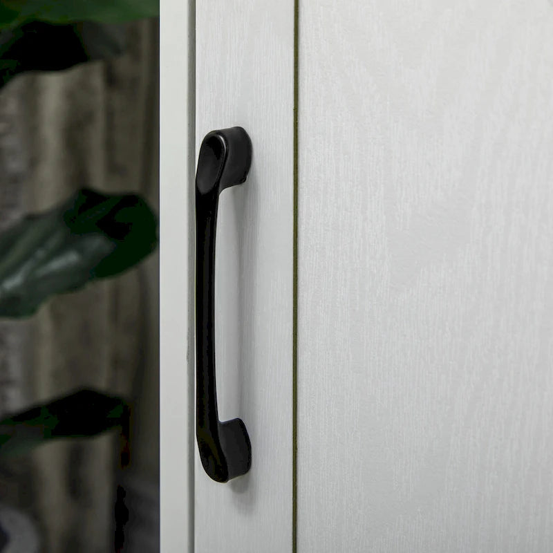 Buffet de style campagnard avec porte coulissante type porte de grange et 3 tiroirs, Blanc