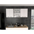 Meuble de rangement de cuisine moderne blanc mural avec étagères réglables