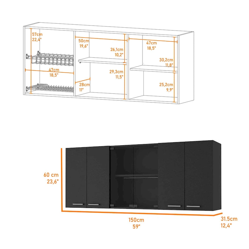Meuble de rangement de cuisine moderne blanc mural avec étagères réglables