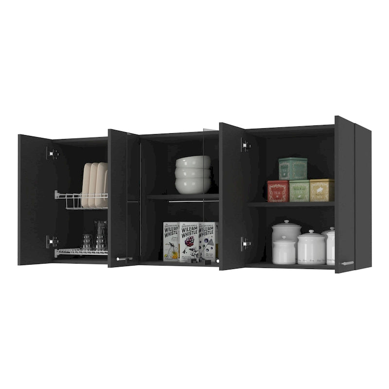 Meuble de rangement de cuisine moderne blanc mural avec étagères réglables