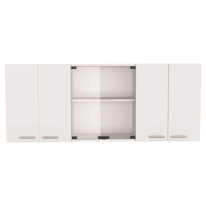 Meuble de rangement de cuisine moderne blanc mural avec étagères réglables