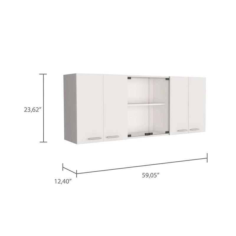 Meuble de rangement de cuisine moderne blanc mural avec étagères réglables