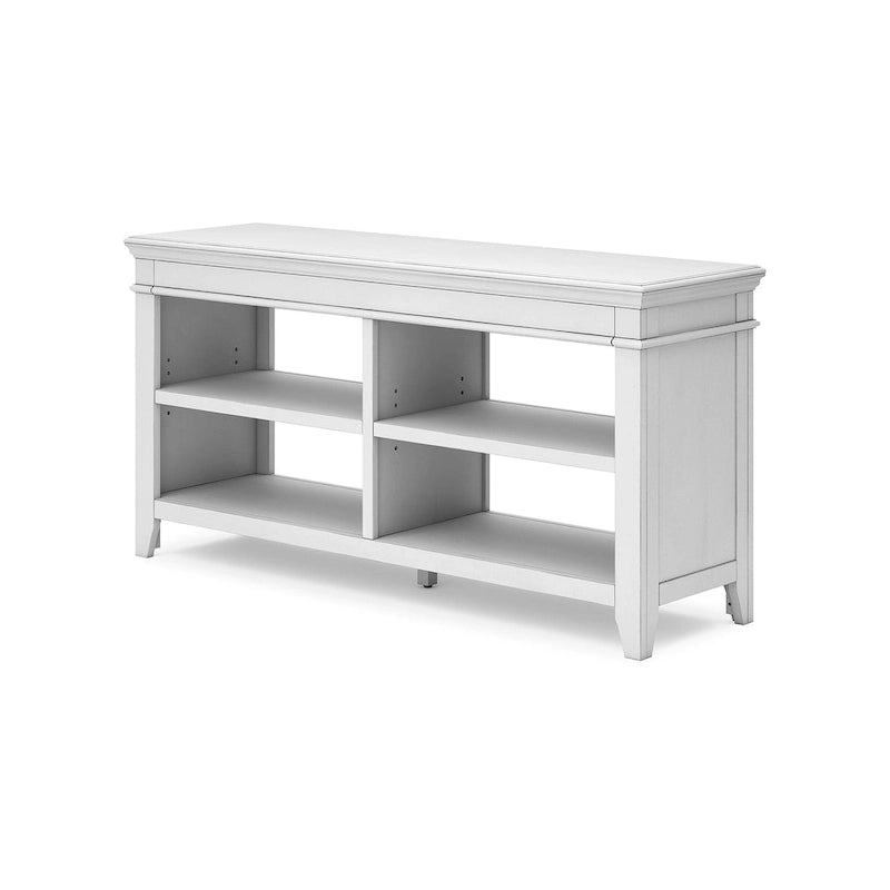 Buffet de rangement ouvert blanchi à la chaux avec étagères réglables Finition bois vieilli