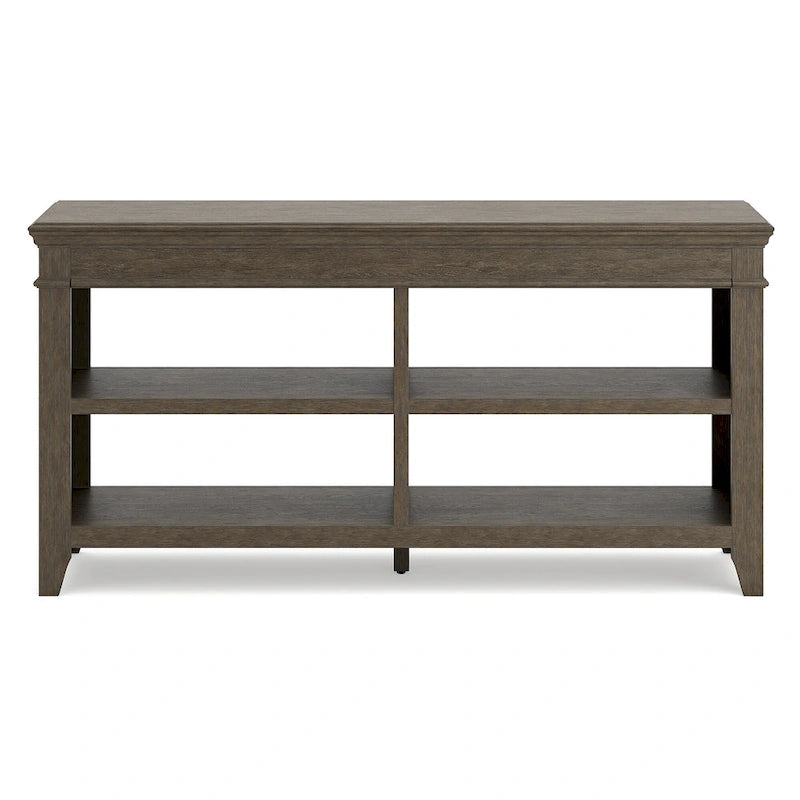 Buffet de rangement ouvert blanchi à la chaux avec étagères réglables Finition bois vieilli