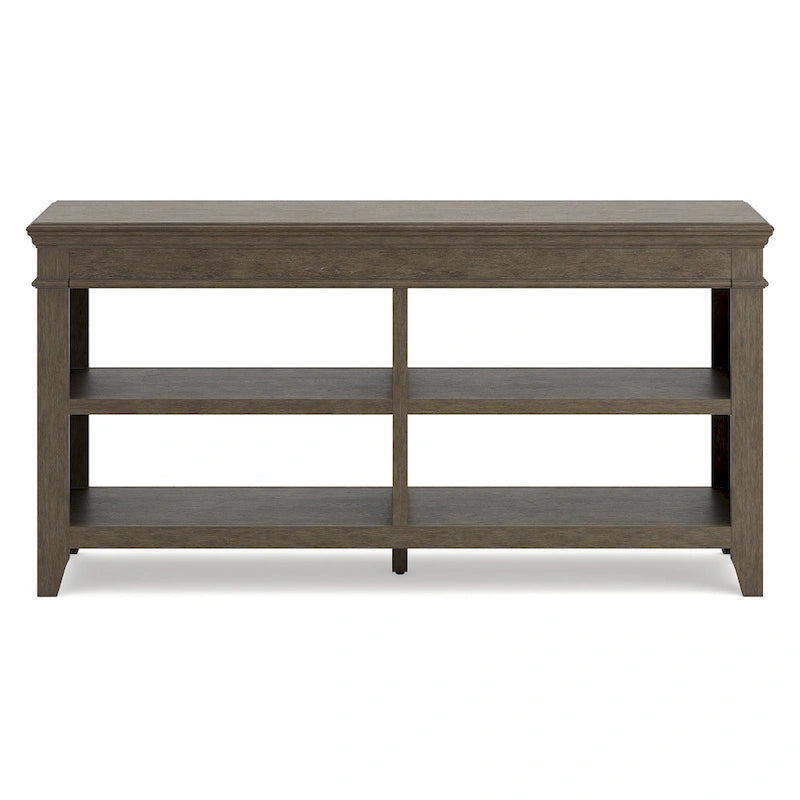 Buffet de rangement ouvert blanchi à la chaux avec étagères réglables Finition bois vieilli