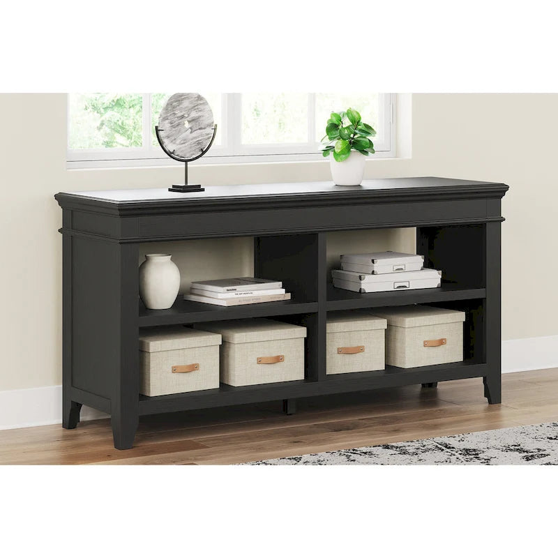 Buffet de rangement ouvert blanchi à la chaux avec étagères réglables Finition bois vieilli