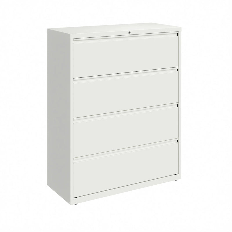 Classeur latéral à 4 tiroirs avec serrure, 107 cm de large, gris clair