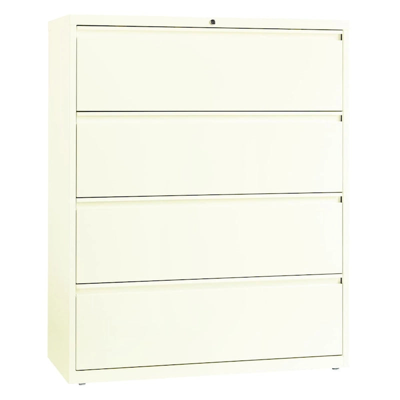 Classeur latéral à 4 tiroirs avec serrure, 107 cm de large, gris clair