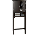 Meuble de rangement de salle de bain au-dessus des toilettes avec étagères réglables et portes doubles Espresso