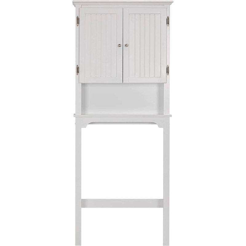 Meuble de rangement de salle de bain au-dessus des toilettes avec étagères réglables et portes doubles Espresso