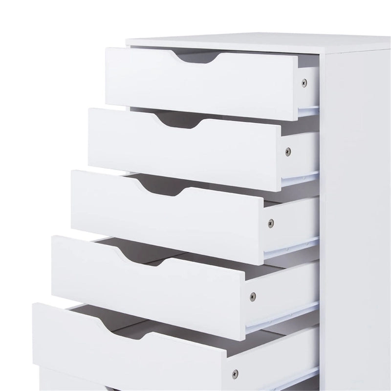 Armoire de rangement à roulettes en bois à 7 tiroirs avec roulettes lisses