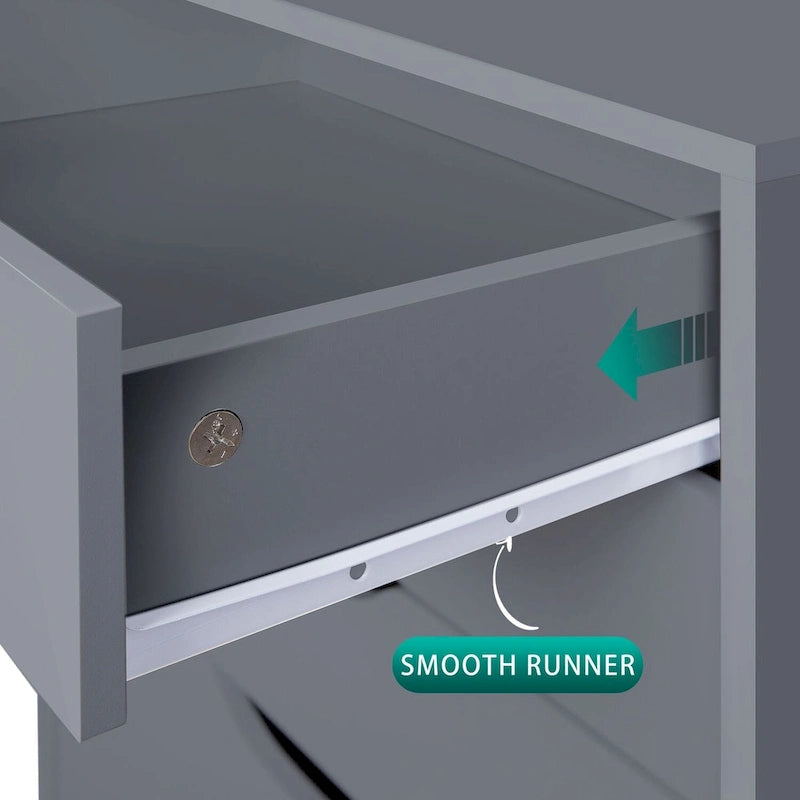 Armoire de rangement à roulettes en bois à 7 tiroirs avec roulettes lisses